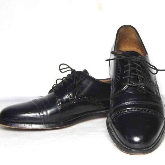 COLE HAAN Black Cap Toe Dress Shoes Leather Oxfords Men's Size 9D - Picture 2 of 4